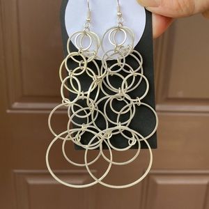 Circle dangle fish hook earrings